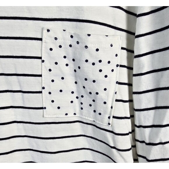 Talbots Women's Navy White Top Nautical Beach Striped Polka-dot Sz L Classic - Picture 2 of 5
